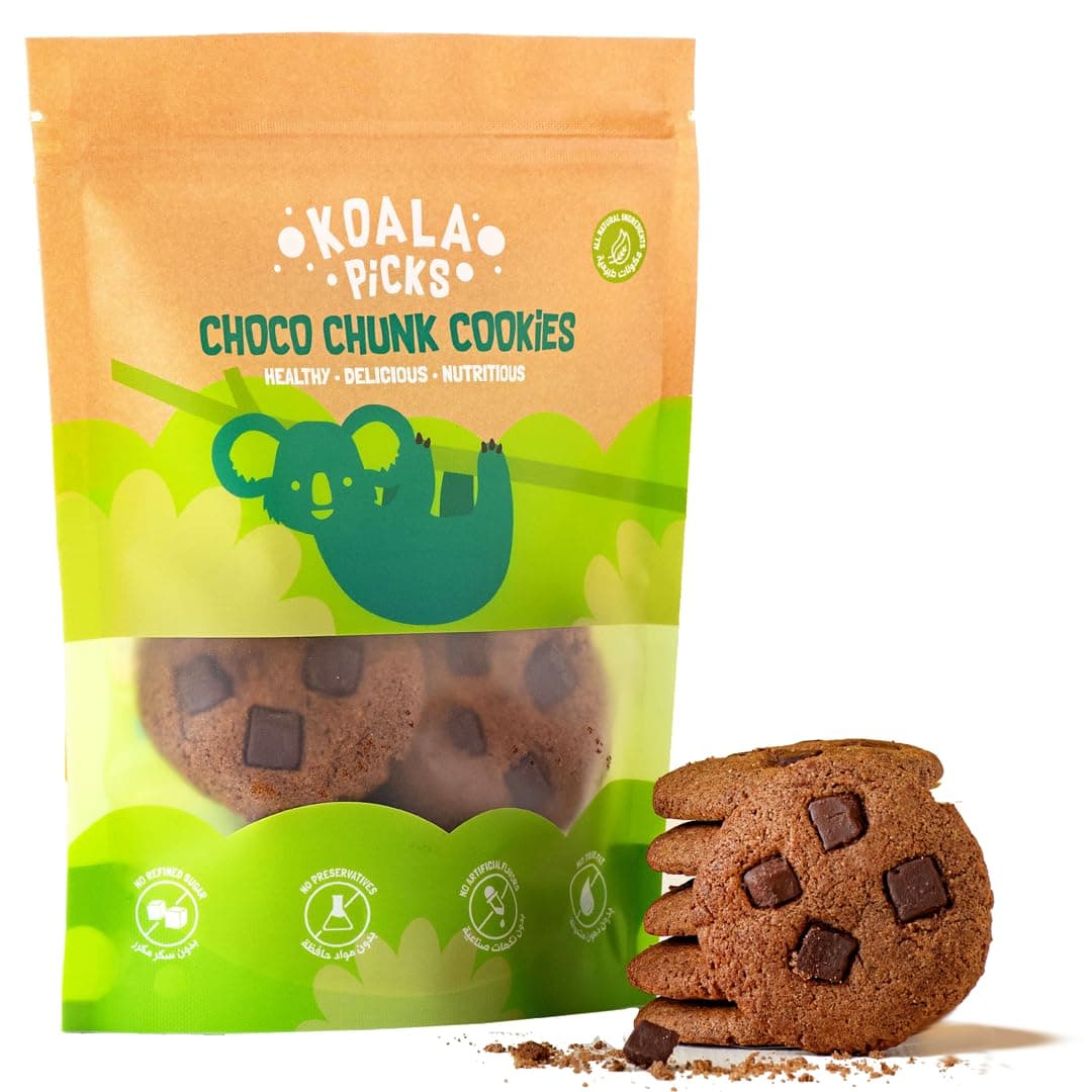 – Koala Picks Choco Chunk & Choco Chip Cookies - Pack of 8, 160g - Healthy Snack Free from Refined Sugar, Preservatives, Artificial Flavors & Transfat - (Packaging may vary)