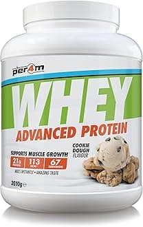 Per4m Whey Protein Powder | High Protein Shake for Muscle Growth & Recovery | Low Sugar Gym Supplement | Sports Nutrition Drink + Amino Acids (2010g, Cookie Dough)