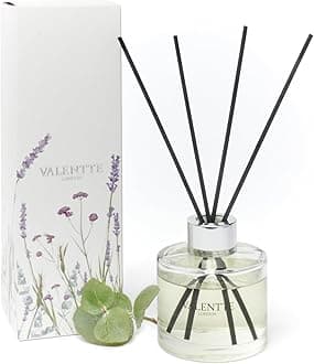 Valentte Reed Oil Diffuser for Home with Sticks, Aromatherapy Essential Oils, Natural Ingredients, Long Lasting Scent Fragrance, Made in the UK (Jasmine & Rosewood)