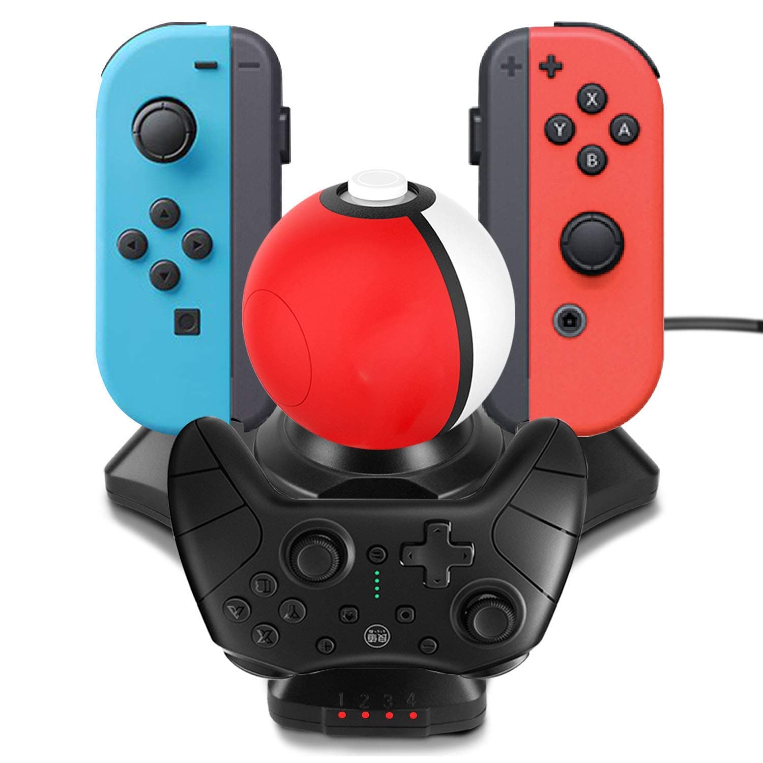 DABAOZA USB Charger for Nintendo Switch Pro Game Controller, Fast Charger for Pokeball Plus, Charging Station for Switch Joy-con (3 in 1 Charging Dock)