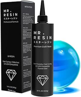 UV Resin - Mr. Resin Bulk Crystal Clear Resin for Crafts : Rock Painting, Molds, Doming,Keychains & Jewelry Making Cures Fast with UV Lamp, LED and Sunlight! (Black, 500 Grams)