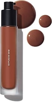MAKEBeauty Diffusion Dew Skin Tint. Sheer to Medium Coverage Radiant Finish. Blurring, Smoothing, and Brightening for Glowing Complexion. Enhanced with Niacinamide and Adenosine. Rich Cocoa 18