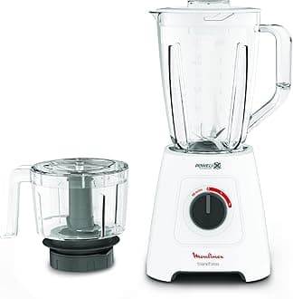 MOULINEX Blender | BlendForce 1.75 L Blender Smoothie Maker | Mixer | 700 W | 2 attachments | Glass Jug | Grinder and chopper accessories Powelix Technology | 2 Years Warranty | LM438127