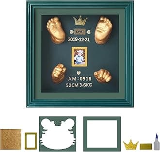 Mold Your Memories Baby Casting Frame for 2 Hand and 2 Feet. wooden frame for baby hand and feet casting, Display shadow frame box for baby casting (ONLY FRAME)