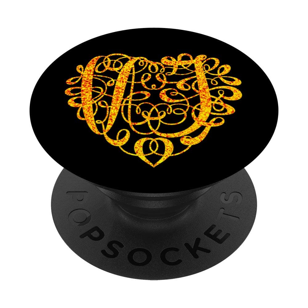 Double Monogram Heart Ornament Script - 2 Letter VJ Initial PopSockets Grip and Stand for Phones and Tablets