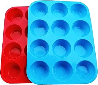 Silicone Muffin Pan Set, 12 Cups Cupcake Pan 2 PCS