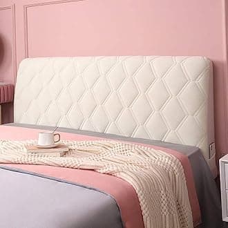 Headboard Covers Slipcover, Stretch Bed Headboard Covers, Small Square Jacquard Dustproof Protector Cover for Upholstered Headboard (Milk White, Queen Headboard Length ( Color : #15 , Size : 160cm/63i