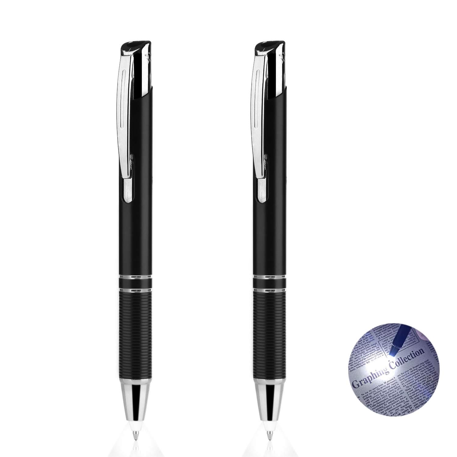 Penyeah Pen with Light, Light Up Flashlight Pen, LED Lighted Pens for Writing in The Dark 2pack - Father's Day Gifts for Dad Husband Men Women Birthday-White