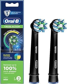 Oral-B - EB50BRB-2 CrossAction Replacement Brush Head Refill for Electric Rechargeable Black Pack Of 2 Count