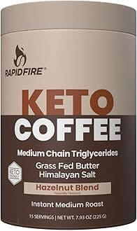 Hazelnut Instant Coffee with MCT Oil & Grass-Fed Butter – Energy, Focus & Metabolism Support – Low Sugar Functional Coffee Mix – Keto & Low-Carb Friendly – 15 Servings