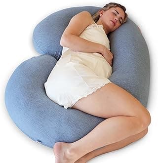 PharMeDoc Pregnancy Pillow - Body Pillow, C-Shape Cooling Maternity Pillow & Pregnancy Support for Back, Hips, Legs, Belly & Machine-Washable Cover, Detachable Pregnancy Pillows for Sleeping