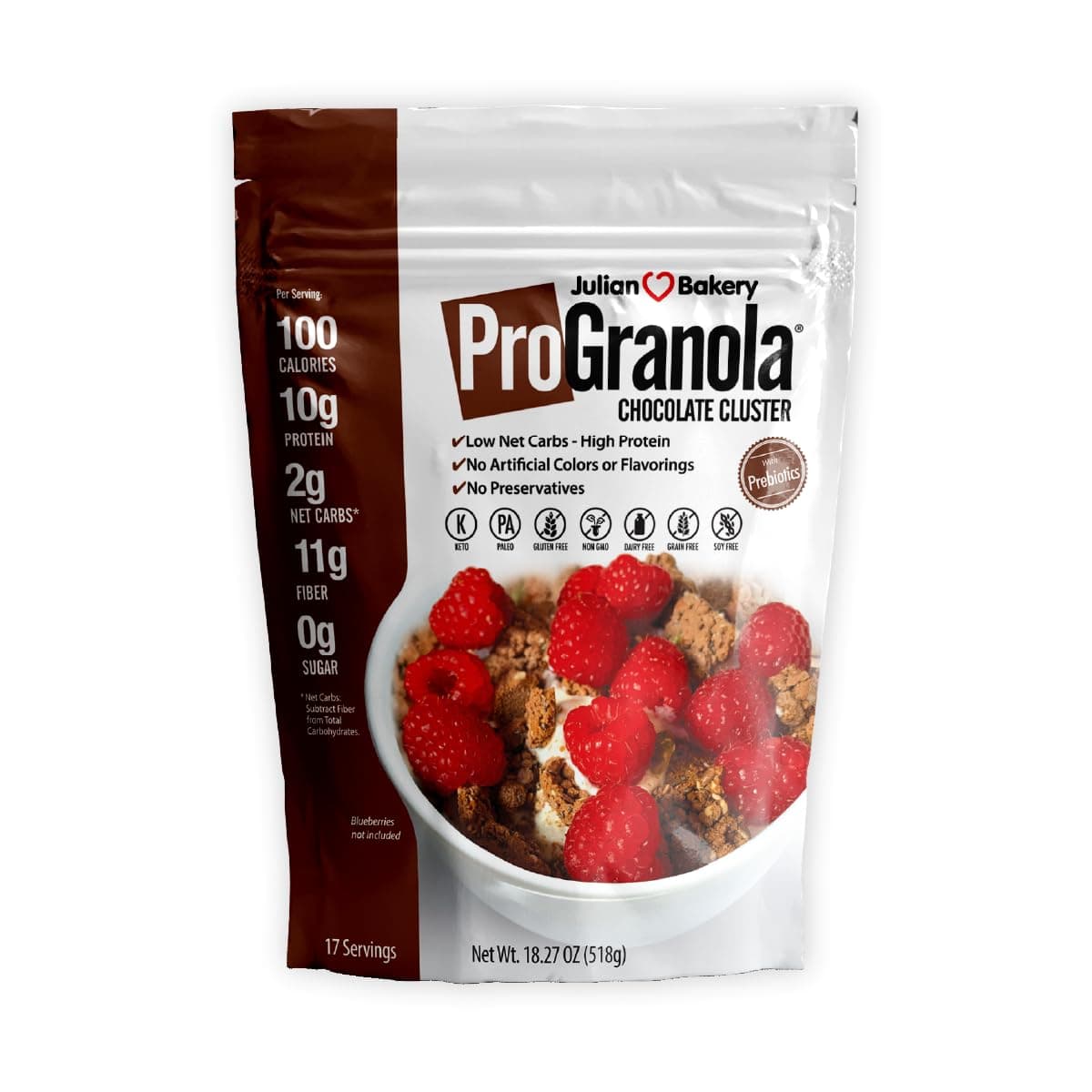 Julian Bakery® ProGranola® Cereal | Chocolate | 10g Protein | Paleo | 2 Net Carbs | Gluten-Free | Grain-Free | 17 Servings