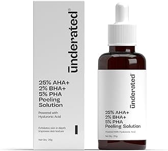Underated Exfoliating Peeling Solution with 25% AHA, 2% BHA, 5% PHA | Gently Resurfaces & Smoothens Skin Texture | Face Serum for Glowing Skin | 20ml