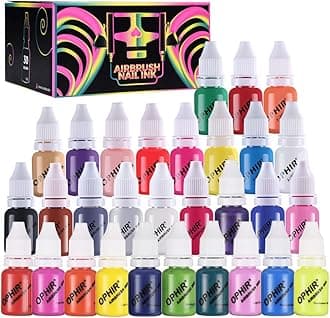OPHIR 30 Colors Nail Art Inks Airbrush Paint Acrylic Paint Nail Polish/Pigments for Model Hobby, Craft,Leather & Shoe Painting, Nail Stencils Painting 10ML/Bottle Nail Tools