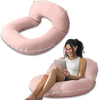 INSENReading Pillow, Back Pillow for Sitting in Bed for Reading, Nurse & Relax, Reading Pillow for Adults, Moms & Kids, Sit Up Pillow for Bed (Cooling Cotton-Apricot, Basic)