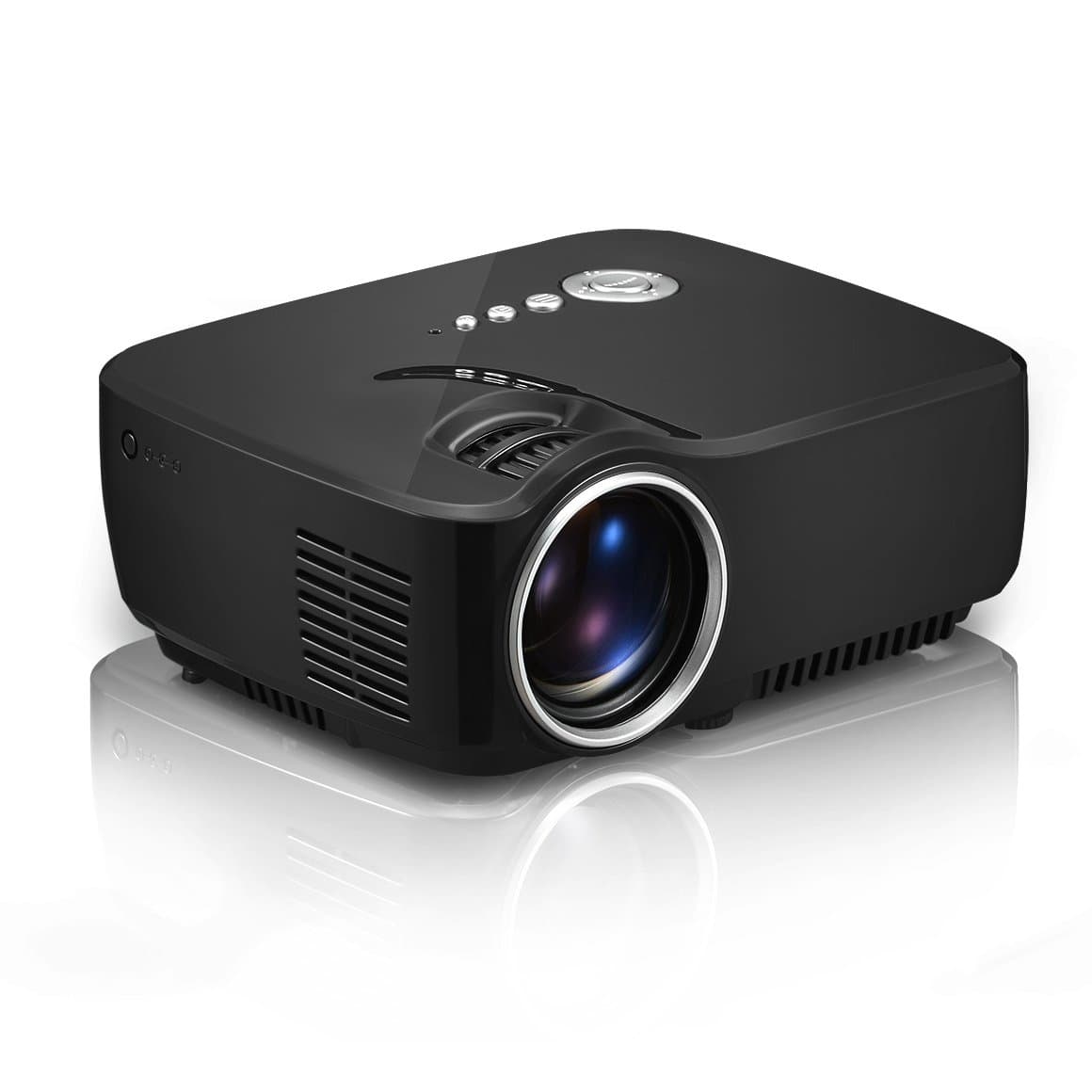 Projector GP70 Portable Size LCD LED Support 1080p for Home Cinema/Kids/Video Play, Black