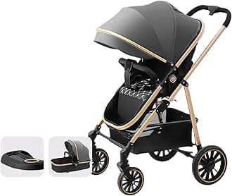 2-in-1 Baby Stroller – Convertible Bassinet Pushchair for Infants and Newborns 0-36 Months – Premium Standard Stroller with Enhanced Safety and Comfort (Gray)