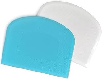 ALLTOP Bowl Spatula & Bench Scraper,Flexible Plastic Multipurpose Kitchen Pastry Cutter Tool,Food Scrappers for Bread Dough Baking Cake Fondant Icing,Set of 2 Pieces - White&Blue