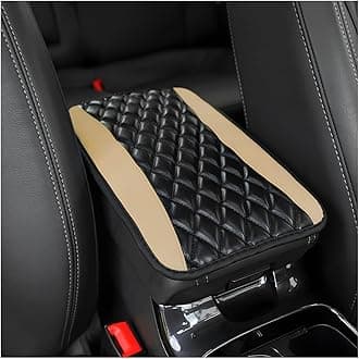 Moly Magnolia Car Center Console Cushion Pad, Universal Leather Waterproof Armrest Seat Box Cover Protector,Comfortable Car Decor Accessories Fit for Most Cars, Vehicles, SUVs (Beige)