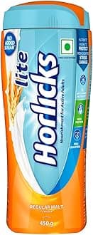Horlicks Lite 450g, Scientifically designed for Adults |High Protein, Zero added sugar | Malt Flavor