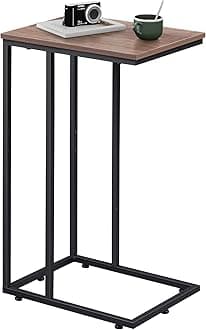 WLIVE C Shaped End Table, Small Side Tables for Sofa and Bed, Couch Table That Slides Under for Living Room, Bedroom, Home Office, Small Spaces