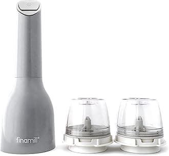 FinaMill's Award-Winning Battery Operated Salt and Pepper Grinder Set - Adjustable Coarseness, LED Light, 2 Quick-Change ProPlus Pods -Perfect for Home Cooking & Gifting (Stone)