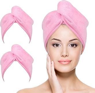 Microfiber Hair Towel Hairs Wrap: 2 Pack 10X26 Hair Dryer Towels for Women Absorbent Turban Twist Drying Shower Cap Curly Hairs Products for Hair's Care Accessories (Pink)