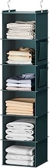 YOUDENOVA Hanging Closet Organizer, 6-Shelf Closet Hanging Storage Shelves, Green