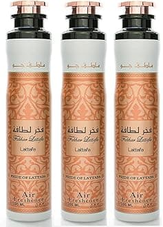 Arabian Air Freshener Bundle (3 x 300ml) Dubai, Luxury Scent, Long Lasting Fragrance (3 x Fakhar Lattafa (Rose Gold))
