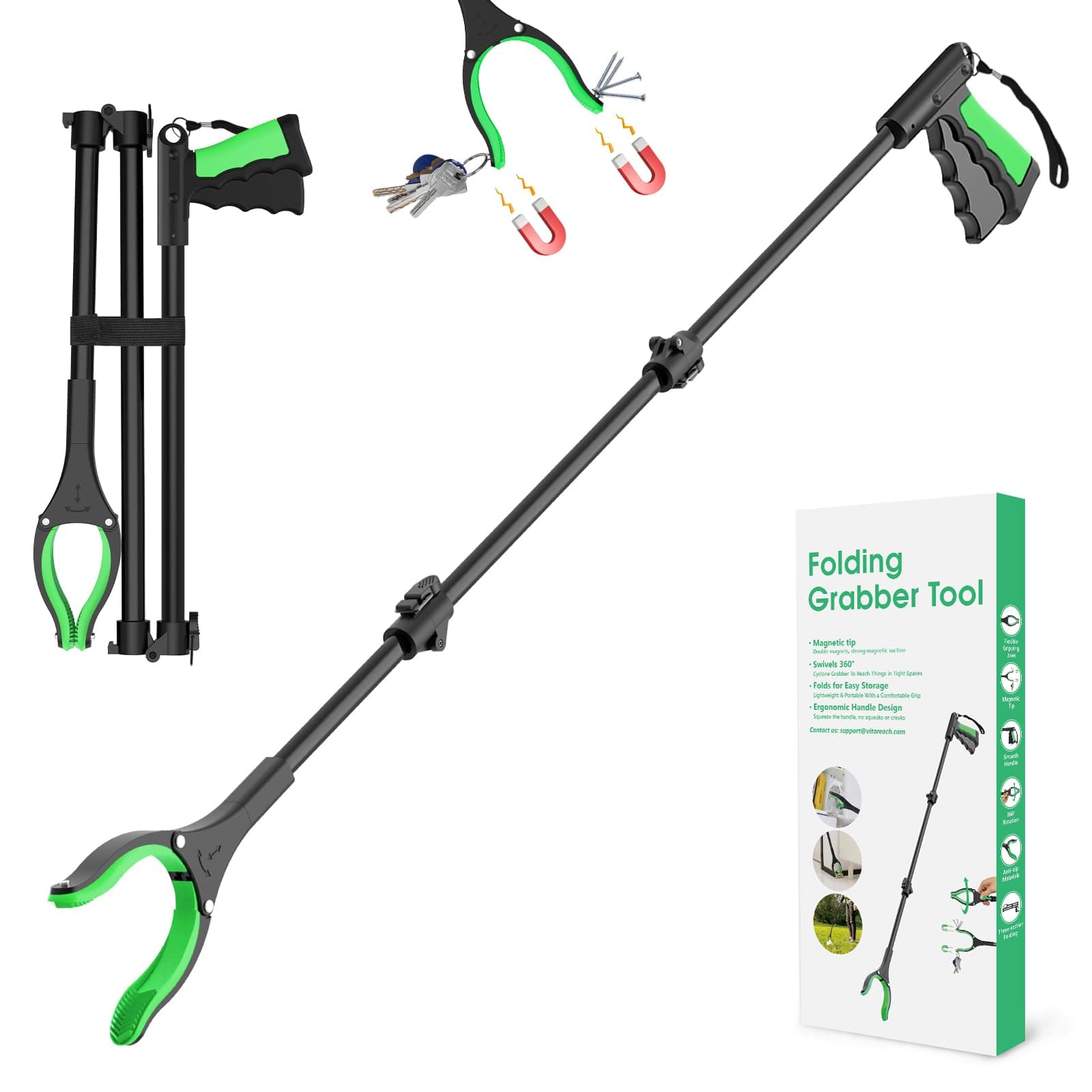 52" Foldable Long Grabber Reacher Tool,