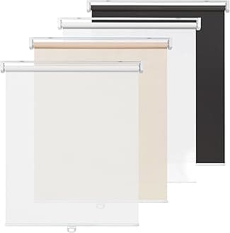 LazBlinds No Tools No Drill Cordless Roller Shades, Blackout Light Filtering Roller Blinds for Windows, Thermal Insulated UV Protection Roll Up Window Blinds and Shases, 32'' W x 72'' H, Beige