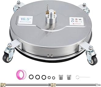 16.5" Pressure Washer Surface Cleaner with 4 Wheels, Stainless Steel Surface Cleaner, Pressure Washer Attachment for Concrete, Patio, Sidewalk, Deck and Driveways