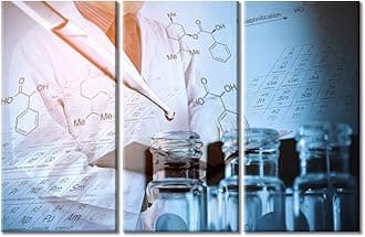 TUMOVO Young Scientist Artwork Wall Decor Posters and Prints 3 Panels Clinical Laboratory Pictures Wall Decor for Bedroom Poster Medical Art Prints Framed Ready to Hang (42" Wx28 H)