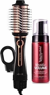 Urban yog Makemeebold 3-In-1 Hot Air Brush & Mystic Volume Hair Styling Foam(150Ml),Hair Dryer,Straightener,Volumizer|1200 Watts Blow Dryer Brush|Volumizing Foam For Fine Hair,Paraben-Free,Black