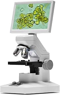TOMLOVDM301 Max Microscope with X-Y Stage, Digital Microscope Camera with 7" Screen, USB & HDMI Output, Wireless Biological Lab Scope for School Home Education with Slides+P10b