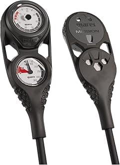 Mission 2 Dual-Gauge Scuba Diving Console | Includes Pressure and Depth Gauges | Water Sports, Snorkeling, Black, US (PSI/FEET)