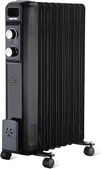 GEEPASOil Filled Radiator Heater,2000W | Energy Efficient Electric Heater, 3 Power Settings(800/1200/2000W), Adjustable Temperature & Low Running Cost | 2 Year Warranty, 9 Fins, Black