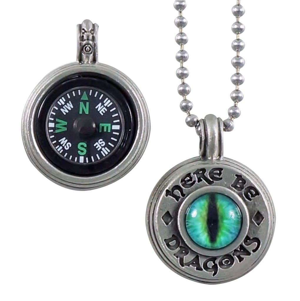 HERE BE DRAGONS Compass Pendant