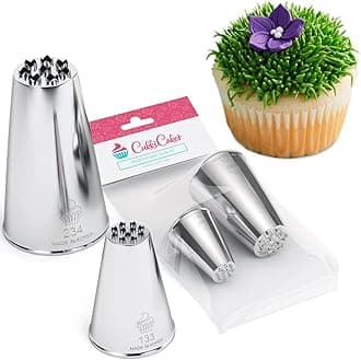 CukkiCakes 2pcs Grass Piping Nozzles Set (133 and 234) Icing Nozzles, Piping Tips for Decorating Cakes, Cupcakes - Compatible with Piping Bags - Made in Korea