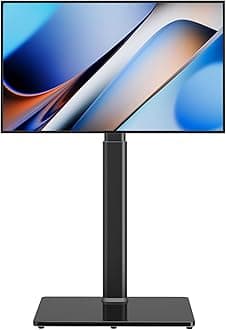AX WABER Universal TV Floor Stand with Mount for 27 to 65 inch TVs,Swivel Standing TV Stand with 9 Level Height Adjustable,Space Saving Design Tall TV Stand for Living Room/Bedroom/Dorm/Corner Black