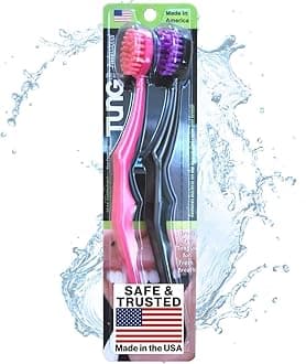 Tung Brush Tongue Cleaner, Plastic Tung Scraper, Tongue Cleaning to Fight Bad Breath, Halitosis Defense, USA Made, 2-Pack