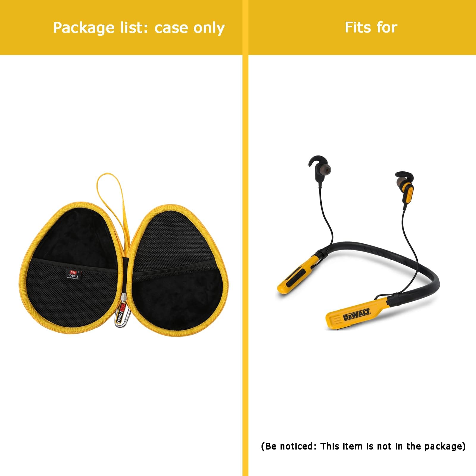 FBLFOBELI Hard Carrying Case Compatible with DEWALT Wireless Bluetooth Neckband Headphones, 2-in-1 Neckband Bluetooth Headphones w/Built-In Speakers (Not Fit DEWALT Jobsite Pro Max Model)