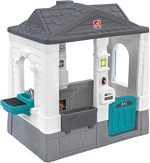 Step2 Neat & Tidy Cottage Kids Playhouse, Indoor and Outdoor Playset, Interactive Sounds, Toddlers 1.5+ Years Old, Easy to Assemble, Grey