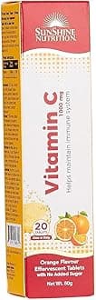 Sunshine Nutrition Vitamin C 1000 Mg Orange Flavour Effervescent 20 Tablets