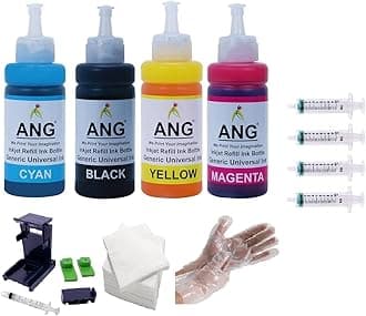 ANG Refill Ink Kit for HP DeskJet 2331 – Compatible with 805, 803, 680, 678, 818, 802, 901, 703, 704, 46, 21, 22, 27, 28, 56, 57 Ink Cartridges – with Universal Suction Tool