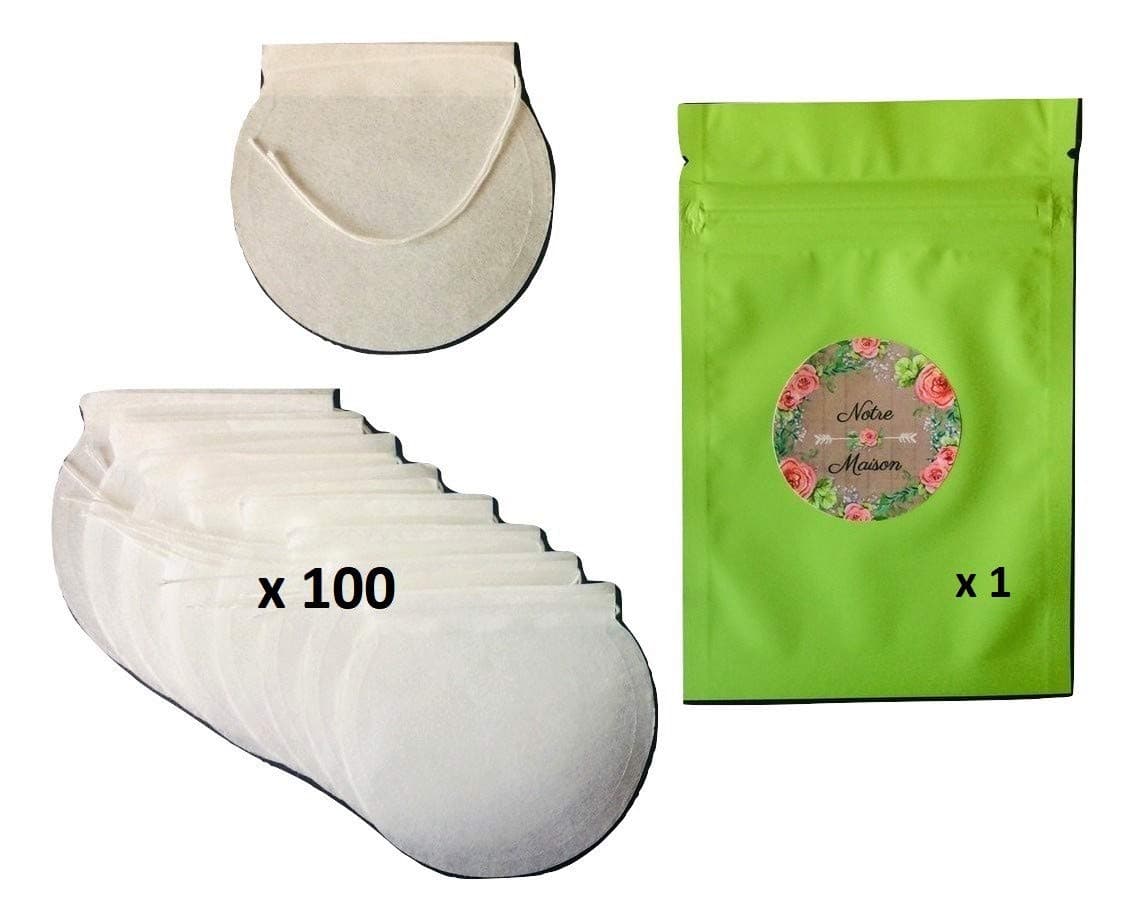 Pack of 100 Non-Woven Biodegradable Empty Loose Leaf Tea Bags + 1 Resealable Foil Bag - Young French Company