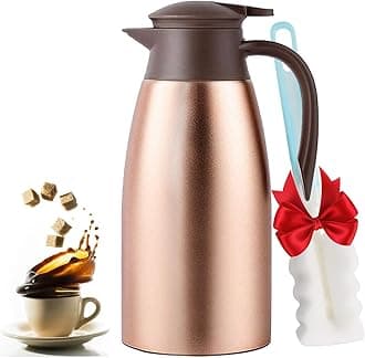 68oz Thermal Coffee Carafe, Stainless Steel Coffee Carafes for Keeping Hot, Airpot Insulated Tea Pot Dispenser for Hot Water, Tea, Hot Beverage - Keep 12 Hours Hot, 24 Hours Cold, Cold