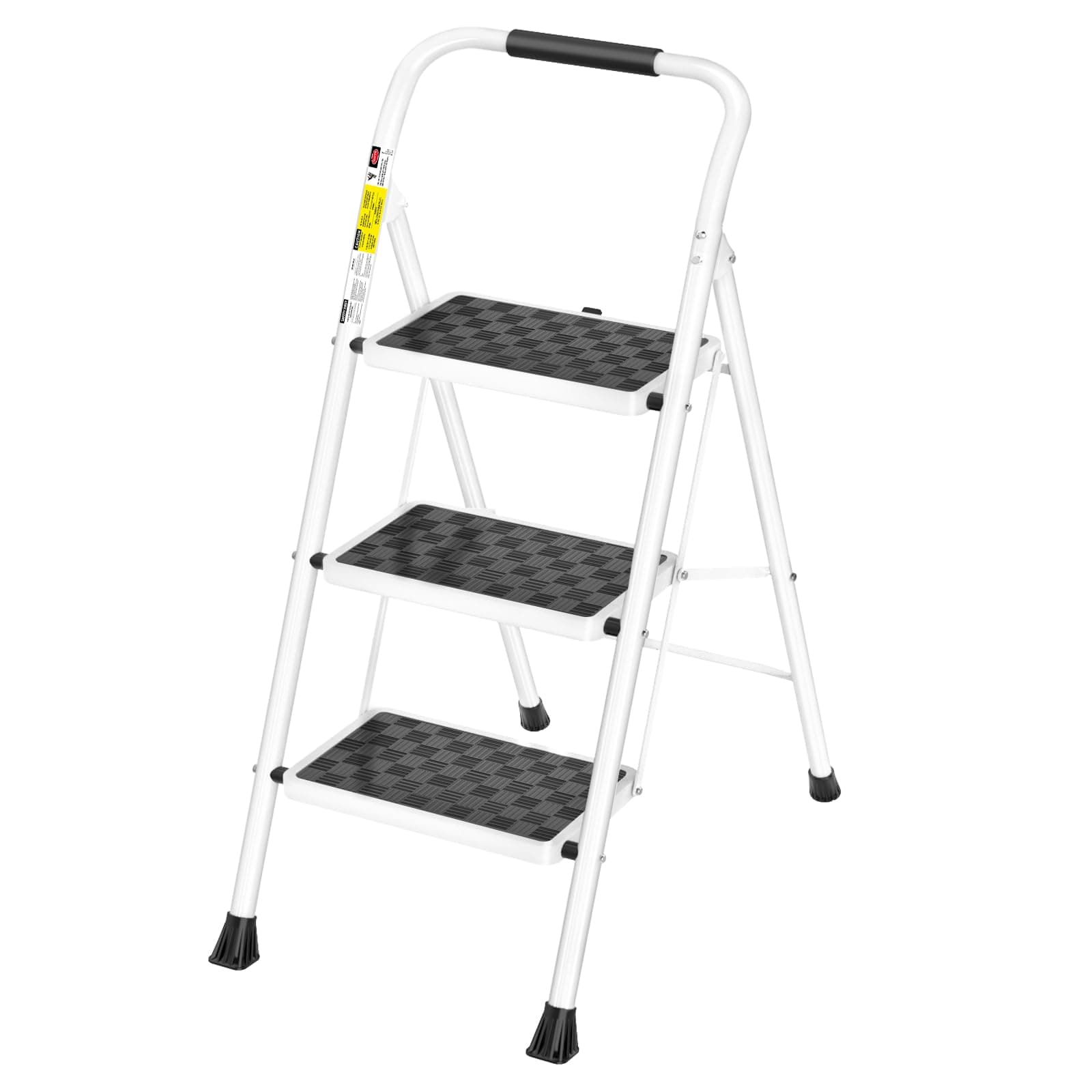 HBTower 3 Step Ladder,3 Step Stool for Adults Folding Step Stool with Cushioned Handle with Wide Anti-Slip Pedal Ergonomic Design
