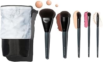 Essential 5 Piece Makeup Brush Set and Travel Case | Professional Eye and Face Brushes for Liquid, Cream and Powder Formulas | Cruelty Free
