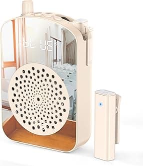 A10 Voice Amplifier Wireless with Lavalier Microphone Charging &Storage,Portable Voice Amplifier with Laple Mic Speaker,Mini Voice Amplifier for Classroom,Speech,Training Outdoor-Beige